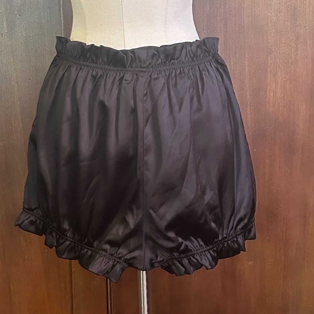 Black Satin Ruffle Bloomers Shorts S - Picture 8 of 8